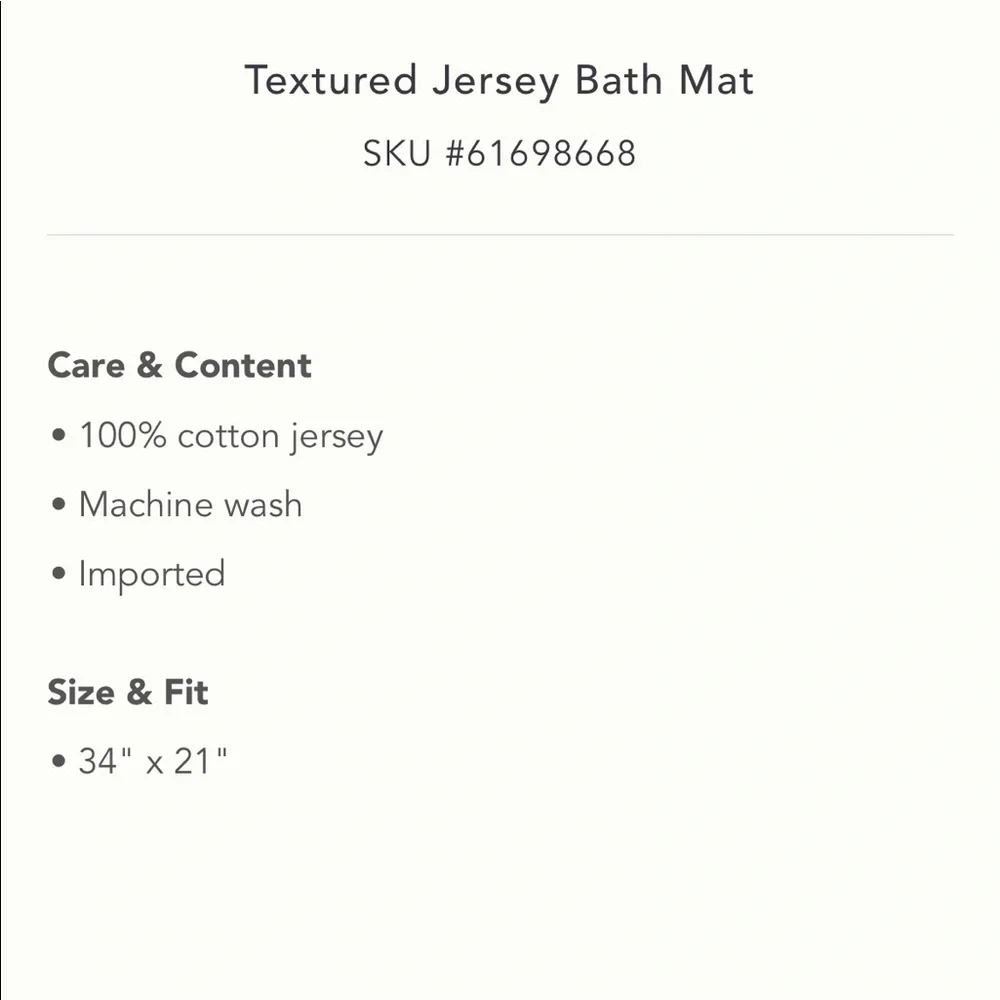 Anthropologie Textured Jersey Bath Mat NWOT
